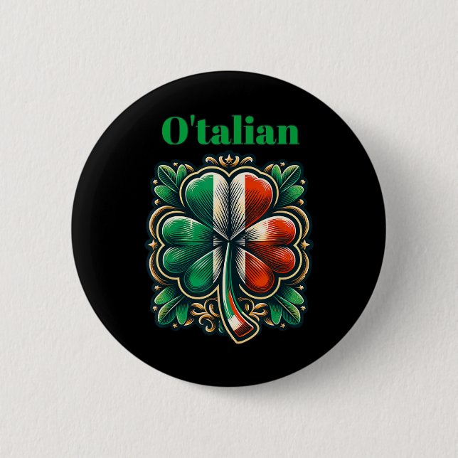 Rolig Saint Patricks Day Irländsk Italiensk O'tali Knapp (Framsida)