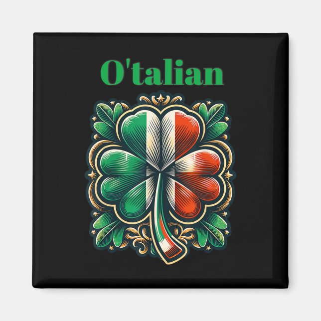 Rolig Saint Patricks Day Irländsk Italiensk O'tali Magnet (Framsidan)
