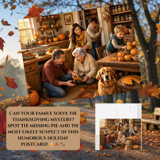 Rolig Saknad Pumpapaj Thanksgiving Familj Post Helg Vykort