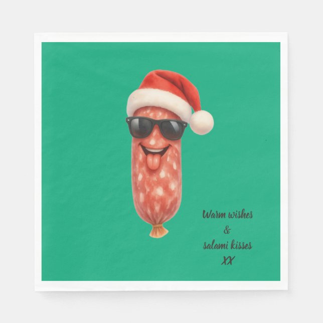Rolig salami kyssar jul pappersservett (Framsidan)