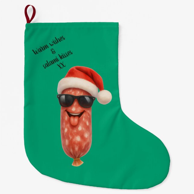 Rolig salami kyssar jul stor julstrumpa (Framsidan)