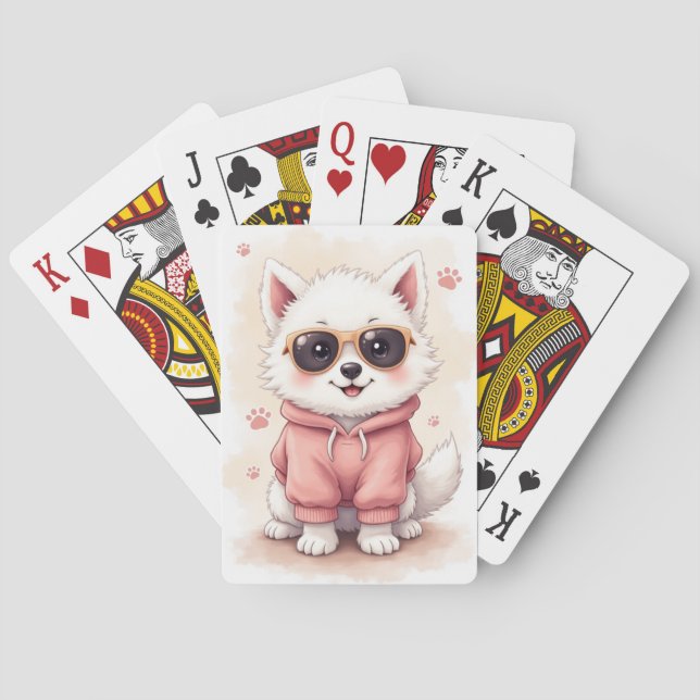 Rolig Samojed Kawaii Hund Casinokort (Baksidan)