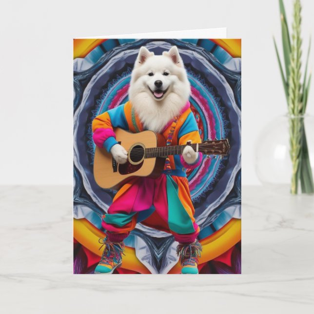Rolig Samoyed Rockstjärna Kort (Framsida)