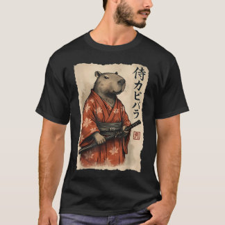 Rolig Samuraj Capybara Japansk Konst Vintage T Shirt