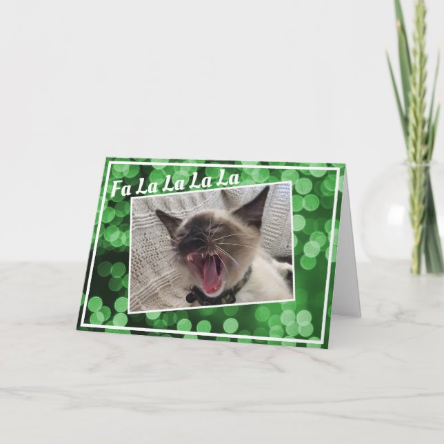 Rolig sångande siamesisk kattunge foto jul helgkort (Framsida)