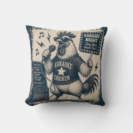 Rolig sångande tupp vintage musikillustration kudde