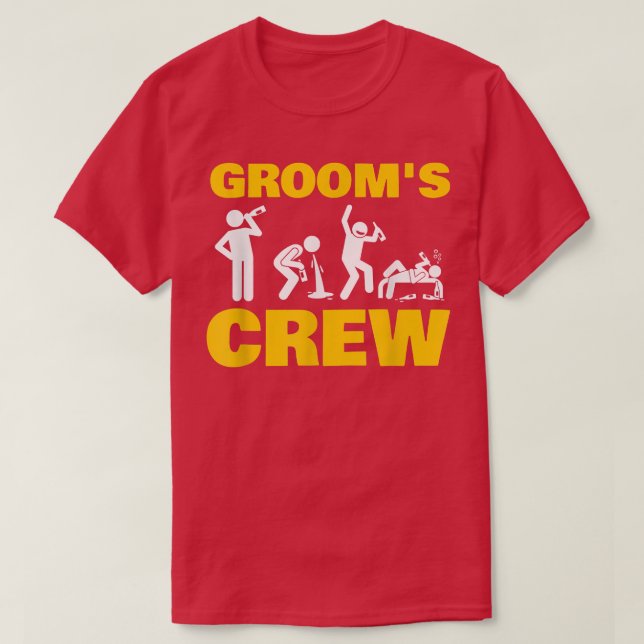 Rolig Sängkantsfest Brudgum Crew Bröllopsfest T Shirt (Design framsida)