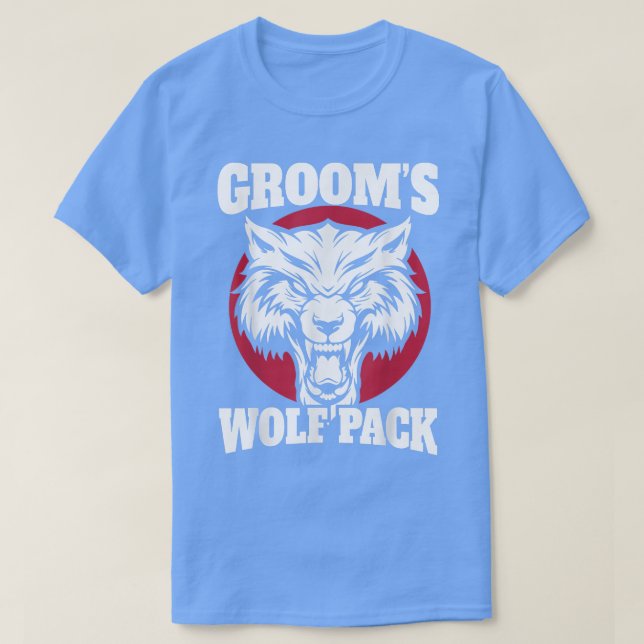 Rolig Sängledning Brudgum Wolfpack Bröllopsfest T Shirt (Design framsida)