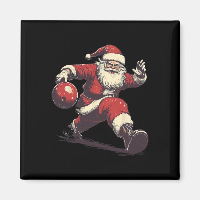 Rolig Santa Bowlare Bowling Spelare Jul Xmas P Magnet (Framsidan)