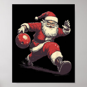 Rolig Santa Bowlare Bowlingspelare Jul Xmas P Poster