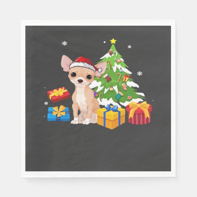 Rolig Santa Chihuahua Hund Julgran Present Julklap Pappersservett (Framsidan)