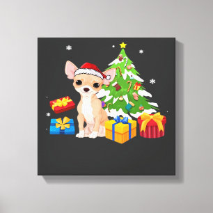 Rolig Santa Chihuahua Hund Julgran Present Xma Canvastryck