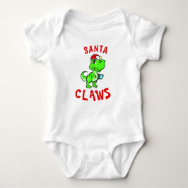 Rolig Santa Claws Dinosaur Bebis 1:a julen T Shirt