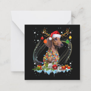 Rolig Santa Dachshund Ren Ljus Jul Anteckningskort