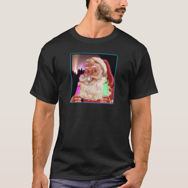 Rolig Santa för jultomtenöversvallande beröm raver Tee Shirt (Framsida)