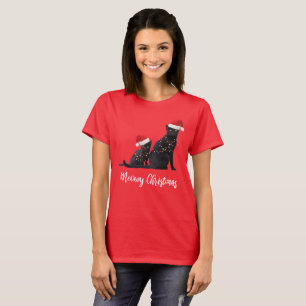 Rolig Santa för Meowy julsvarta katter hatt T Shirt