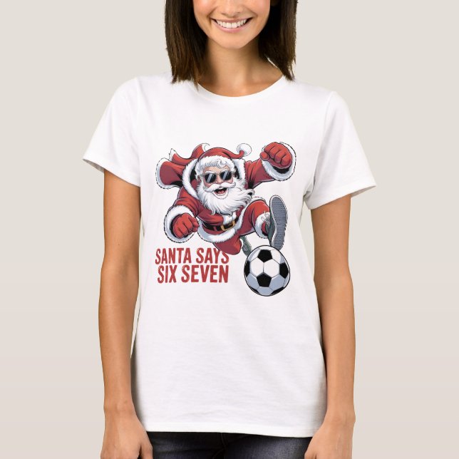 Rolig Santa-fotbollsparkande bollgrafisk tee | Chr (Framsida)