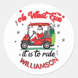 Rolig Santa golfkärra familjenamn Runt Klistermärke