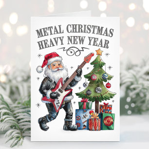 Rolig Santa Heavy Metal Julkort Helgkort