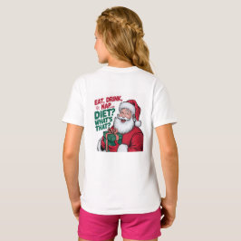Rolig Santa jul T-Shirt för barn att äta dricka so