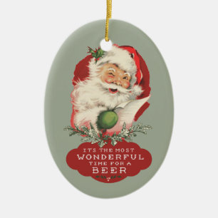 Rolig Santa jul underbara Time för en öl Julgransprydnad Keramik