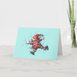 Rolig Santa krasch in i julkort Helgkort