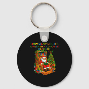 Rolig Santa Läsning 67 Meme Tee Jul Läraren Nyckelring