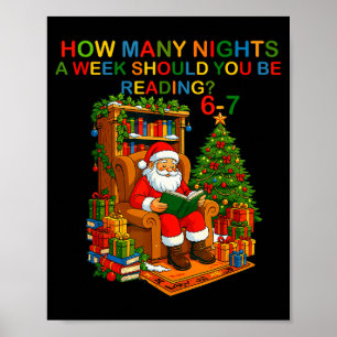 Rolig Santa Läsning 67 Meme Tee Jul Lärares Poster