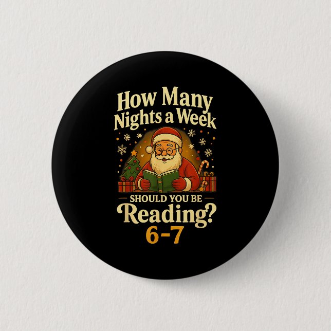 Rolig Santa Läsning 67 Meme Tee Jul Lärarpresent  Knapp (Framsida)