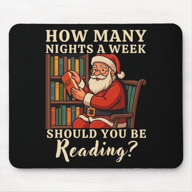 Rolig Santa Läsning 67 Meme Tee Jul Lärarpresent  Musmatta (Framsidan)