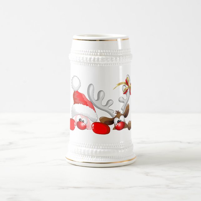 Rolig Santa och rentecknadöl Stein Sejdel (Center)