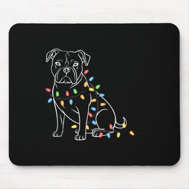Rolig Santa Pitbull Julbelysning Pitbull Hund L Musmatta (Framsidan)
