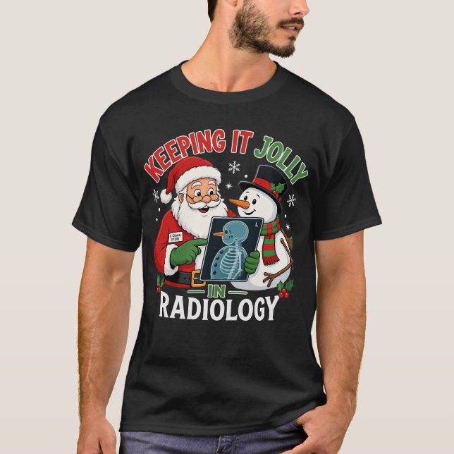 Rolig Santa-röntgen snöman jul  T Shirt (Framsida)