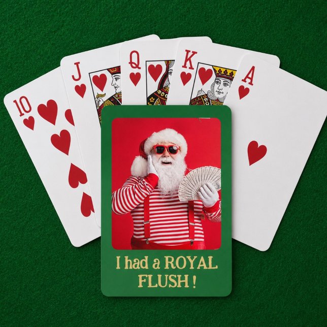 Rolig Santa Royal Flush Foto Present  Casinokort (Skapare uppladdad)