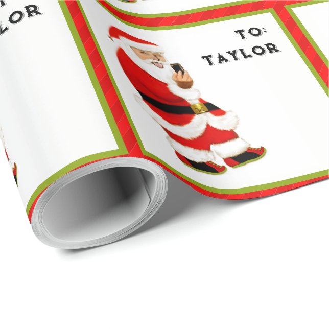 Rolig Santa Selfie Jul Presentpapper (Rullad Hörn)