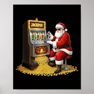 Rolig Santa-spelautomat Julgrafik Kasino Poster