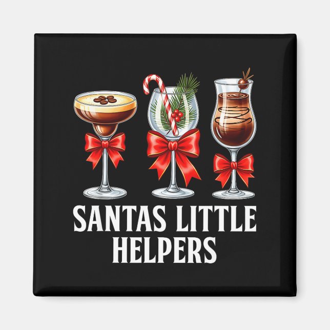 Rolig Santas Lille Helper Martini Tail Merry Jul Magnet (Framsidan)