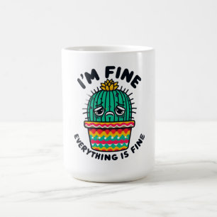Rolig Sarcaktisk Kaktusdekal - Jag Mår Bra Allting Kaffemugg