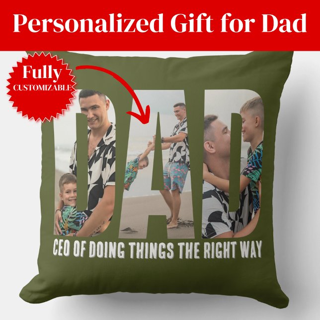 Rolig Sarcasm Pappa Foto Collage Kastkudde Kudde (Funny Sarcasm Dad Photo Collage Throw Pillow
)