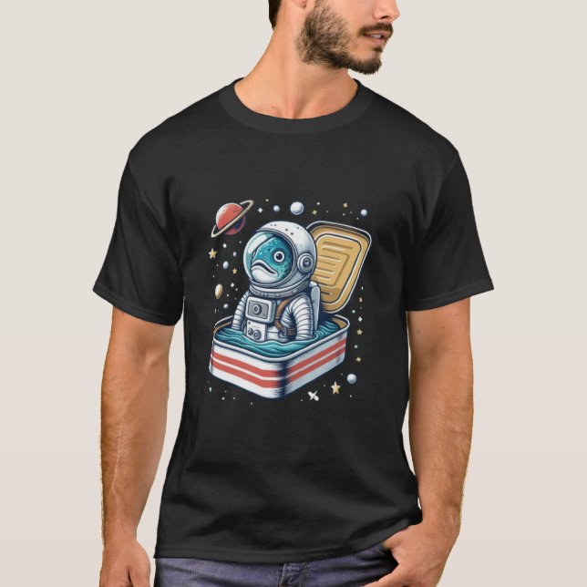 Rolig Sardin Astronaut Tröja Retro (Framsida)