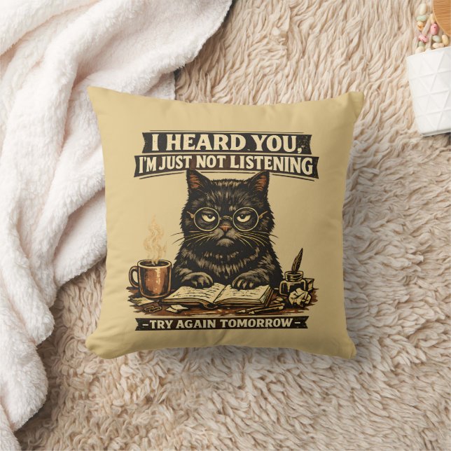 Rolig Sarkastisk Katt Jag Hörde Du Introvert Kudde (Filt)