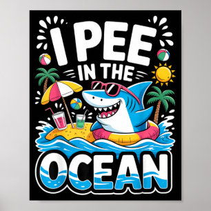 Rolig sarkastisk strand kawaii haj barn kissar i poster