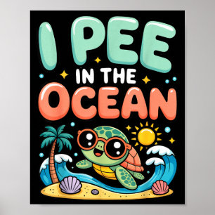 Rolig sarkastisk strand kawaii sköldpadda barn kis poster
