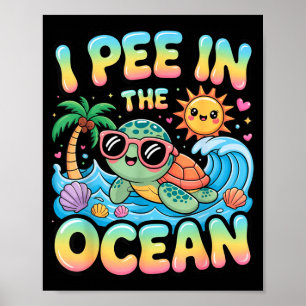 Rolig sarkastisk strand kawaii sköldpadda barn kis poster