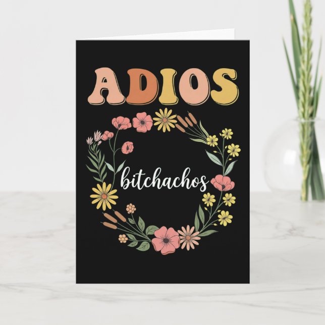 Rolig Sarksast Adios Bitchachos Blommig Retro Bra Kort (Framsida)