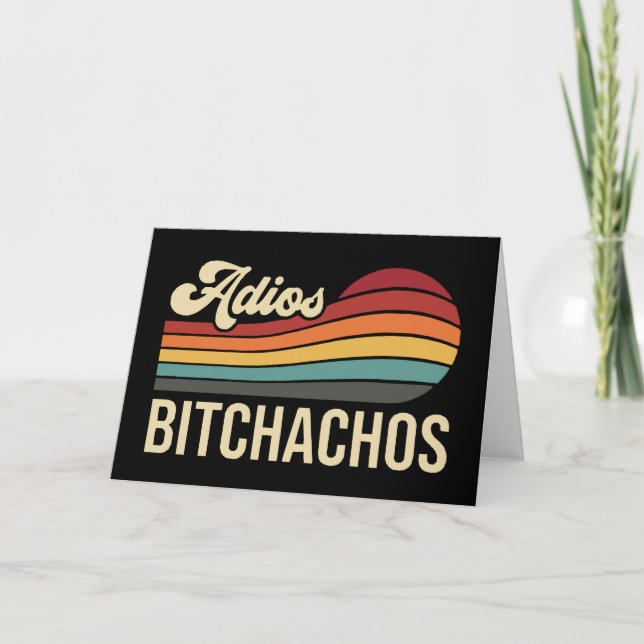 Rolig Sarksastis Adios Bitchachos Retro Solnedgång Kort (Framsida)