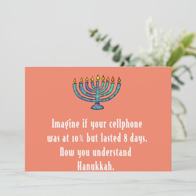 Rolig Sarksastisk Hanukkah Chanukah Mobilcitat Inbjudningar (Stående Fram)