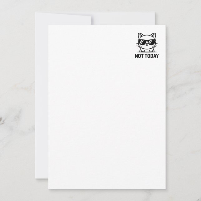 Rolig Sarksastisk Katt Inte Idag Minimalistisk Des Julkort (Framsida)