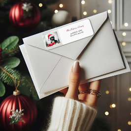 Rolig Sarksastisk Katt Jultomte Hatt Juladress  Returadress Etikett