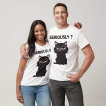 Rolig Sarksatisk Svart Katt Glas Allvarlig T-Shirt